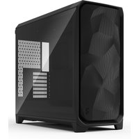 Black Fractal Design Meshify 3 XL computer case with tinted glass panel and angular mesh front.
