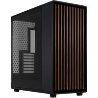 Black Fractal Design North XL desktop case with charcoal finish, wood front panel, and side ventilation mesh.
