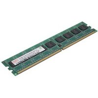 Green Fujitsu DDR5 288-pin DIMM memory module with black chips and white label, 32 GB ECC capacity.