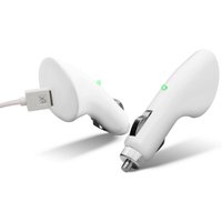 White FX Factory USB car charger 1000mA with sleek design, single USB port, and LED indicator light.