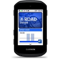 Black Garmin Edge 550 GPS computer with color touchscreen displaying cycling data and navigation icons.