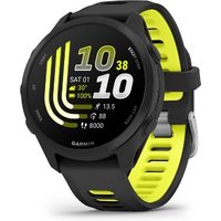 Black and neon yellow Garmin Forerunner 170 GPS running watch with digital display and fitness tracking features.