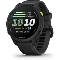 Black Garmin Forerunner 70 GPS running watch with round digital display and silicone strap.