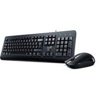 Black Genius KM-160 USB keyboard with numeric keypad and matching optical mouse.