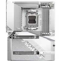 GIGABYTE B850 AORUS STEALTH ICE Motherboard, silver with heatsinks, multiple PCIe slots, RAM slots, and CPU socket.