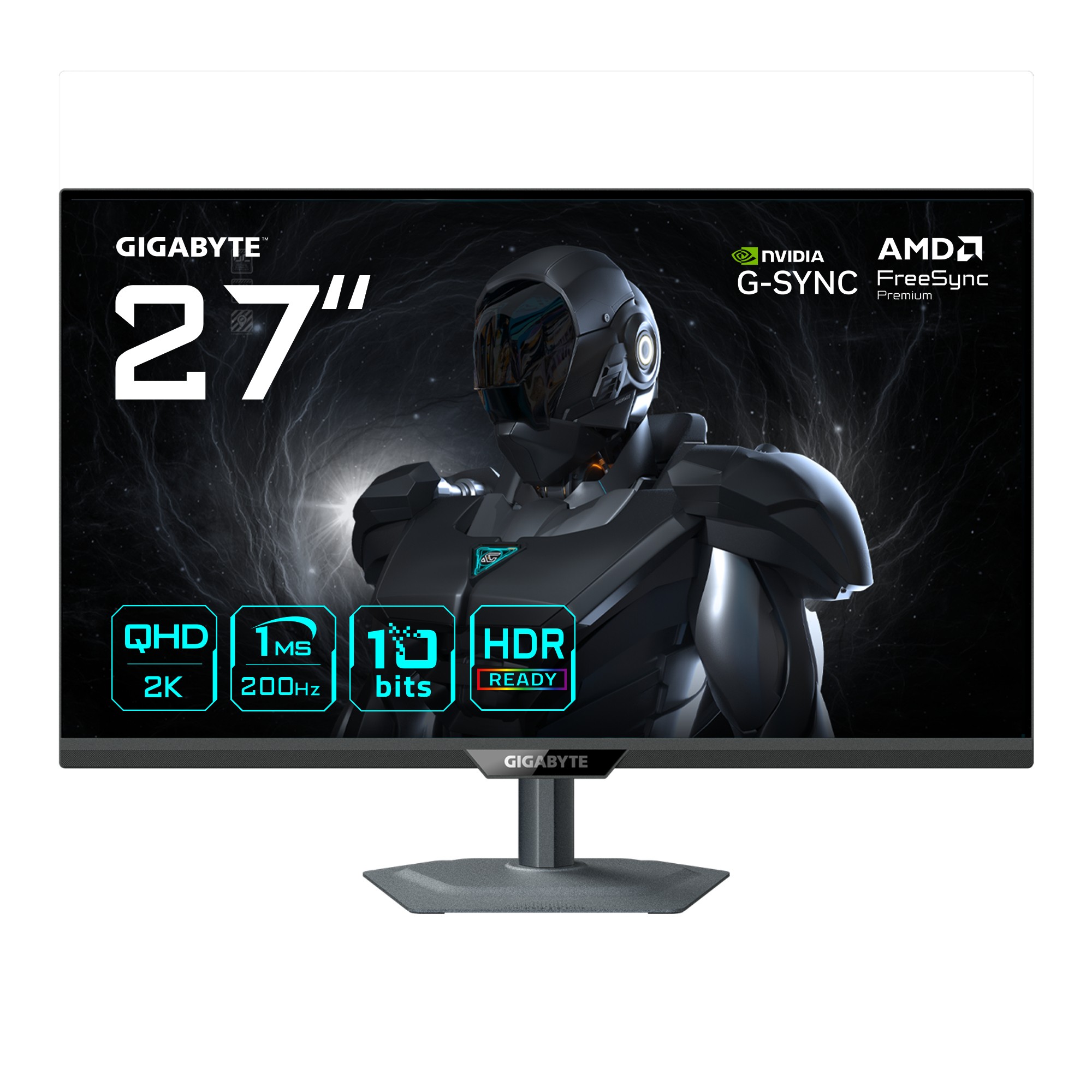 27-inch GIGABYTE G27Q2 gaming monitor features a sleek design with a black bezel, showcasing a high-resolution 2560 x 1440 display, 200Hz refresh rate, and G-Sync compatibility.