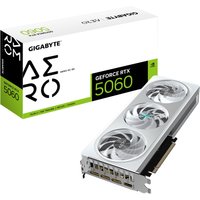 Gigabyte RTX 5060 AERO OC graphics card, silver with three fans, 8GB GDDR7, PCI-E 5.0, 3 DisplayPorts, 1 HDMI.