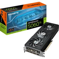 GIGABYTE GeForce RTX 5060 Ti EAGLE MAX OC 16G Graphics Card, black with triple fans, next to branded box.