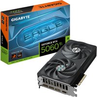 GIGABYTE GeForce RTX 5060 Ti EAGLE OC 16G graphics card, dual-fan design, black casing, with display and HDMI ports.