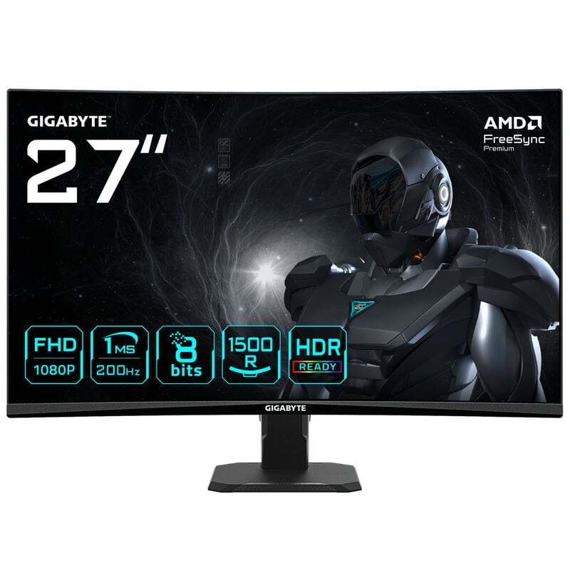 Gigabyte GIGABYTE GS27FCA 27" FHD Curved Gaming Monitor - 1920 X 1080 200Hz 1 250 CD/m FreeSync Premium HDR Ready HDMI 2.0 Displayport 1.4