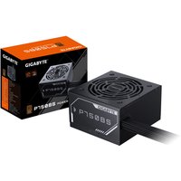Black Gigabyte P750BS power supply with 120mm fan, PCIe 5.0, 80 PLUS Bronze, ATX compatible, UK plug, box included.