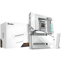 GIGABYTE X870 AORUS STEALTH ICE Motherboard, silver with heatsinks, supports AMD Ryzen, Wi-Fi 7, USB 4 ports.
