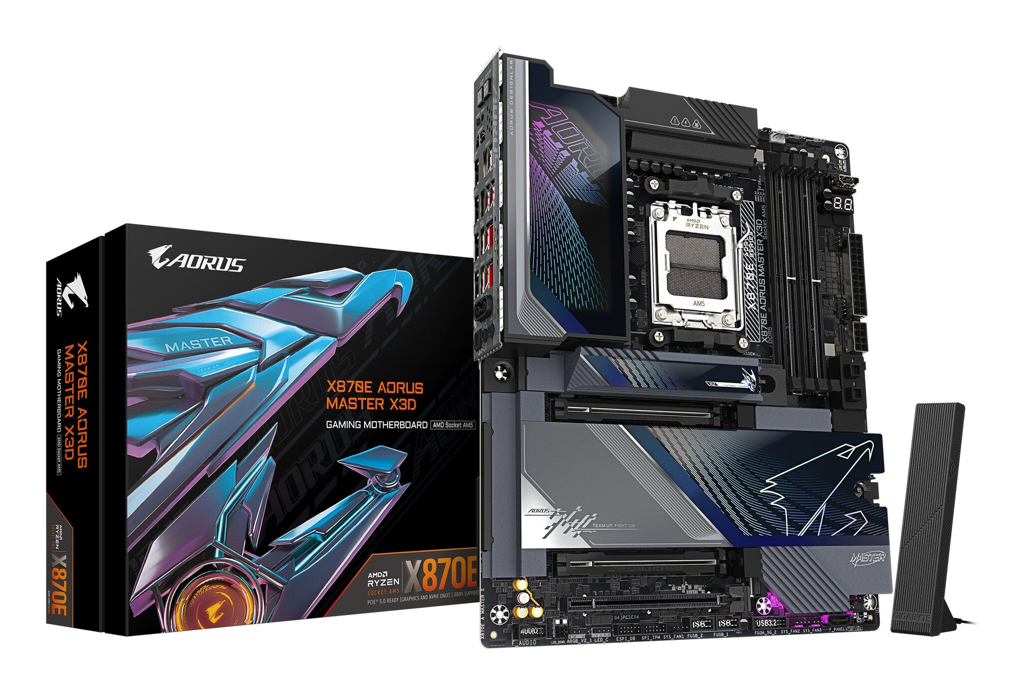 Gigabyte GIGABYTE X870E AORUS MASTER X3D Motherboard - Supports AMD Ryzen 9000 CPUs 18+2+2 Phases Digital VRM up to 9000Hz DDR5 (OC) 2xPCIe 5.0 + 3xPCIe 4.0 Wi