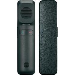 Black Gigaset S30853-H4020-R111 telephone handset with a textured finish, featuring a speaker grille, call buttons, and a sleek, minimalist design.
