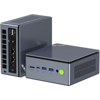 Compact black GMKTec M7 Ultra Mini PC with AMD Ryzen, multiple USB ports, and ventilation slots.