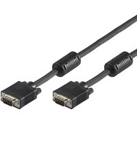 Black 15-meter VGA cable with two D-Sub connectors, featuring molded strain relief and a durable design for reliable video connections.
