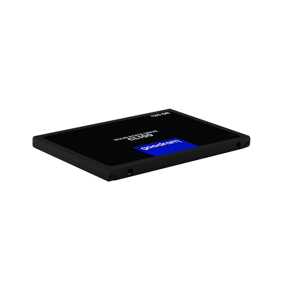 Goodram CL100 Gen.3 2.5" SSD in a sleek black casing, featuring a blue logo and a capacity of 120 GB, designed for Serial ATA III connectivity.
