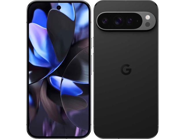 Google Pixel 9 Pro XL in obsidian black, featuring a 6.8-inch display, triple camera setup with a 50 MP lens, and sleek design with a glossy finish.