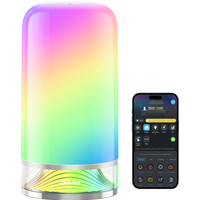 Govee Aura Smart Table Lamp with cylindrical shape, gradient LED colors, and smartphone app for control.