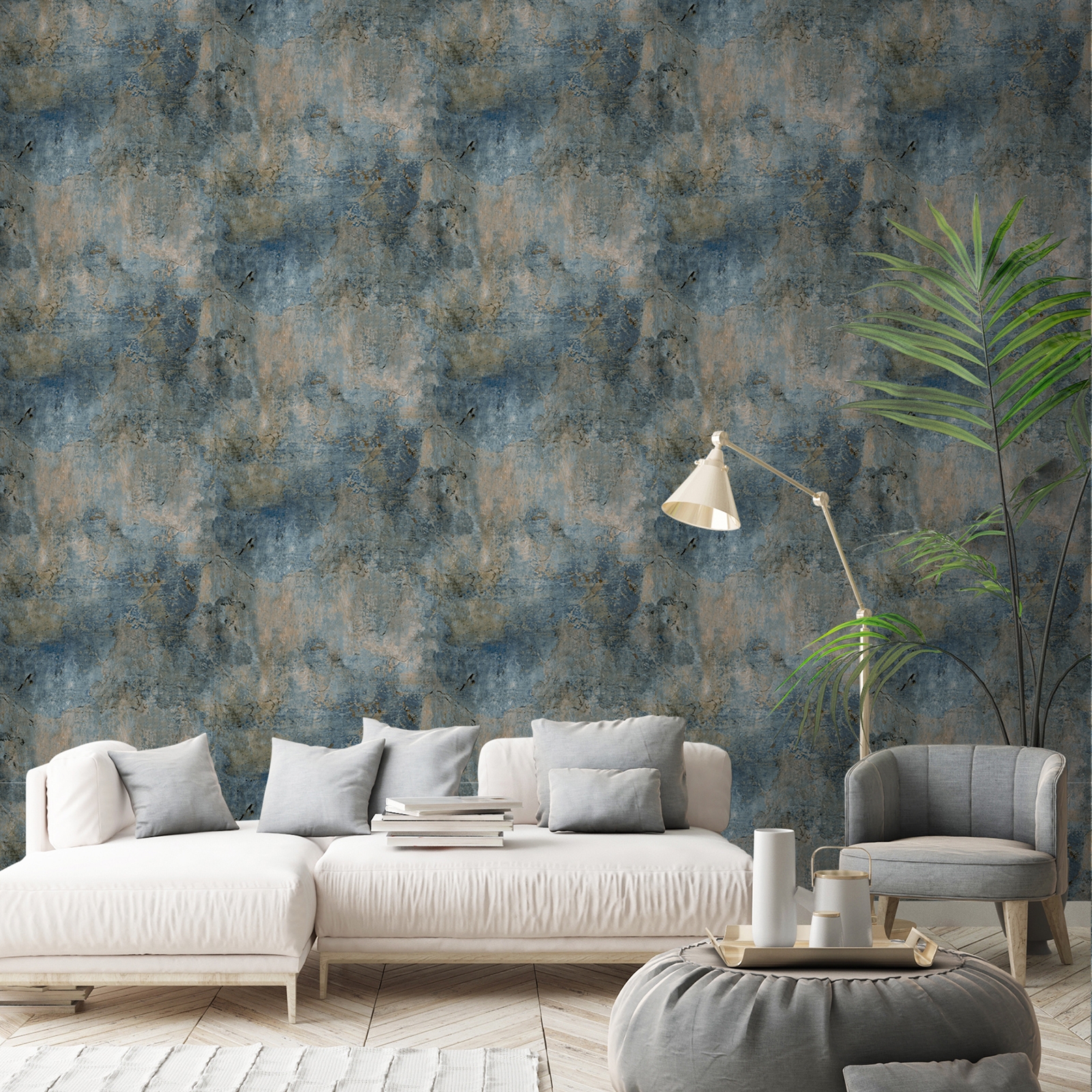 Grandeco Plaster Patina Castello Navy Wallpaper by Paul Moneypenny - image 2