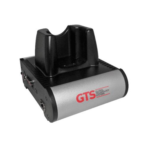 GTS HCH-3010E-CHG mobile device charger features a sleek aluminum body in silver with a black docking station, designed for mobile computers.