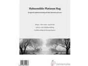 Hahnemuehle Platinum Rag, 20x24 inches, 25 sheets, features a textured white surface ideal for fine art printing, with a description on the back highlighting its quality.