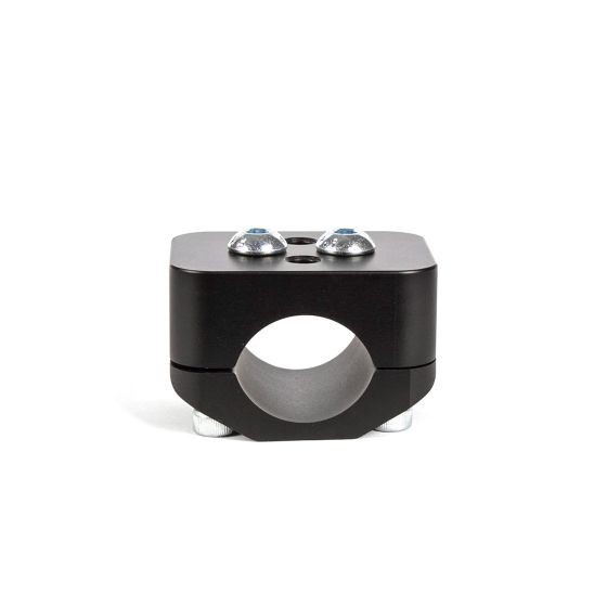 Black aluminum tube mount with a circular opening and two silver screws on top, designed to fit IC-7 dash mounts.