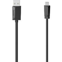 Black Hama USB 2.0 cable, 1.5m length, with USB A to Mini-USB B connectors, sleek design.