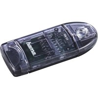 Transparent Hama USB card reader in anthracite with visible circuitry and compact design.
