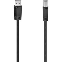 Black Hama USB 2.0 cable, 3 meters, with USB A and USB B connectors, sleek design.