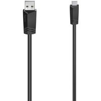 Black Hama USB 2.0 cable, 1.5m, with USB A to Mini-USB B connectors, sleek design.