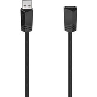 Black Hama USB 2.0 cable, 3 meters, with USB A connectors on both ends, sleek design.