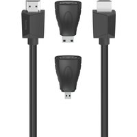 Black Hama HDMI cable 1.5m with standard Type A connectors, featuring durable black casing and flexible design.