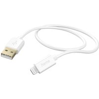 White Hama lightning cable 1.5 m with USB and lightning connectors, sleek design, durable build.