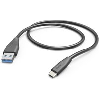 Black Hama USB 2.0 cable, 1.5m, with USB A to USB C connectors, sleek design.