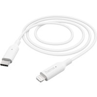 White Hama 1m lightning cable with USB-C and lightning connectors, sleek design, suitable for charging and data transfer.