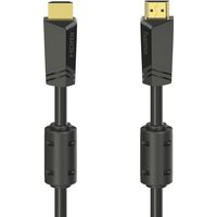 Black Hama HDMI cable 10m with gold-plated connectors and ferrite cores, HDMI Type A standard.