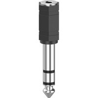 Black and silver Hama cable gender changer, 3.5mm to 6.3mm, with hexagonal grip and metallic connector.