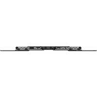 Black Hama TV mount for 90" screens, slim design with perforated metal for ventilation and adjustable brackets.