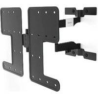 Black Hama TV mount with dual adjustable arms and multiple screw holes for 90" screens.