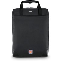 Black Hama laptop backpack with top handles, sleek design, and front logo patch, fits 16.2-inch laptops.