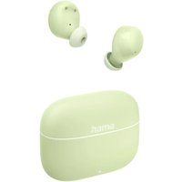 Light green Hama Freedom Buddy II TWS in-ear headset with compact charging case and Bluetooth connectivity.