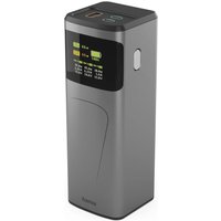 Grey Hama power bank, 20000 mAh, rectangular with digital display and USB ports on top.