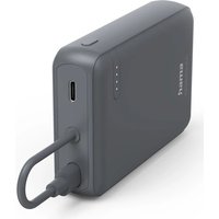 Anthracite Hama Travel 10000 mAh LiPo power bank with USB-C port and LED charge indicators.
