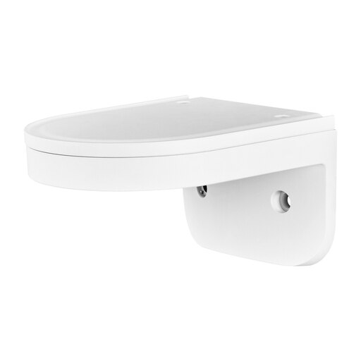 White outdoor wall mount designed for domes, featuring a smooth, curved surface and sturdy construction with visible mounting holes for secure installation.