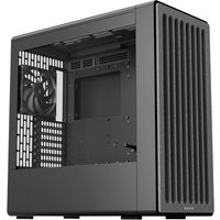 Black HAVN BF 360 Flow Midi Tower with side mesh panel, front vertical vents, and rear cooling fan.