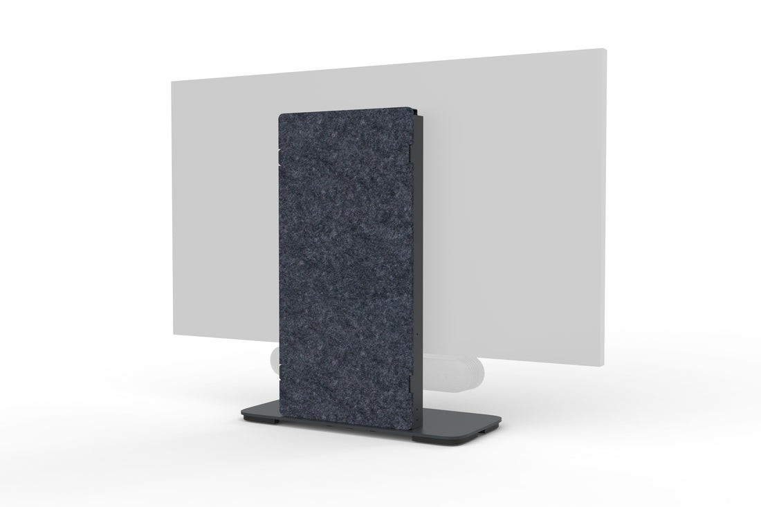 H1090-CAST Express Install Tabletop Stand features a sleek cast metal base with a textured dark gray back panel, designed for stability and modern aesthetics.