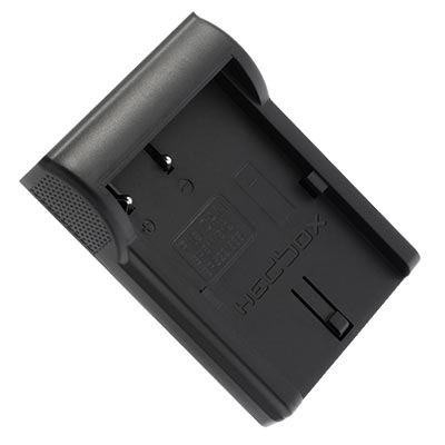 Black HEDBOX RP-DBP511 battery charger designed for camcorder batteries, featuring a compact design with two charging slots and ventilation holes for heat dissipation.