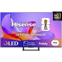 Hisense 55" 4K HDR QLED Smart AI TV with Freely, black frame, vibrant screen displaying colorful abstract design.