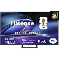 Hisense 65" Mini LED 4K Smart TV with sleek black frame, vivid display, and FIFA sponsor logo on screen.